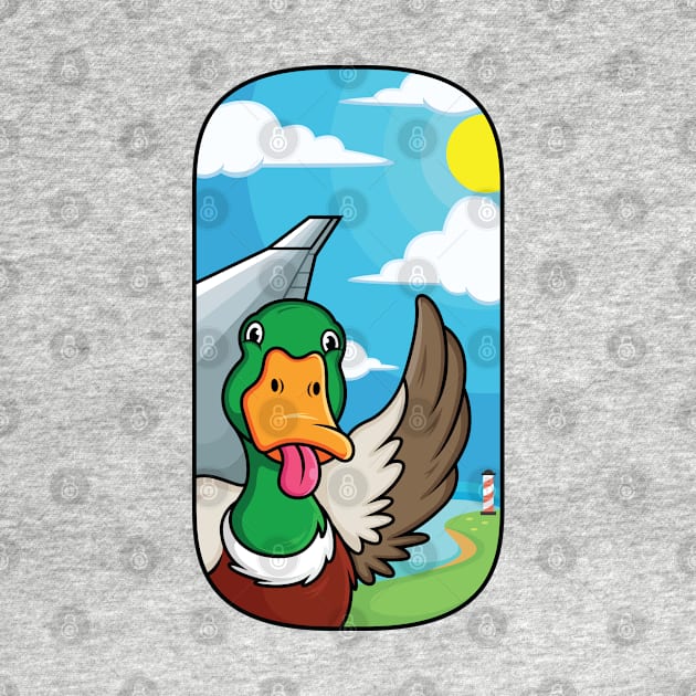 duck cartoon tongue plane window by Mako Design 